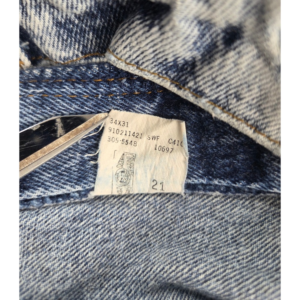 Lee Jeans Women 18 MED Blue Acid Wash High Waist Tapered Leg Vintage 90s USA - Picture 7 of 8